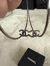 Chanel Gunmetal HOOPS Earrings