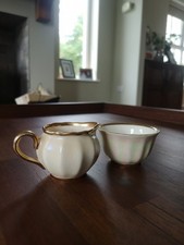 Rare Vintage Royal Victoria Wade Pottery Cream lustre milk jug and sugar bowl