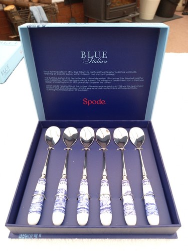 Spode blue italian tea - blue, spoons