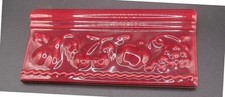 Pack of 5  Vintage Burgundy Ceramic Moulding Tiles 20×10 cm  Fruit Design Border