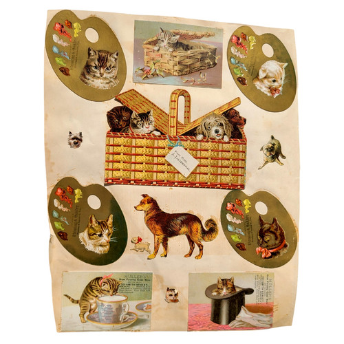 Antique victorian cat dog - antique,