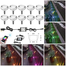 10PCS Smart Bluetooth RGB LED Plinth Garden Decking Kitchen Round Lights 61mm