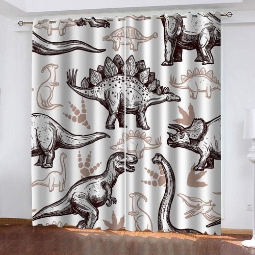 Dinosaur drawing curtains - dinosaur,