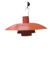 x 2 vintage Louis Poulsen PH 4/3 pendant lamps in orange, Circa 1960