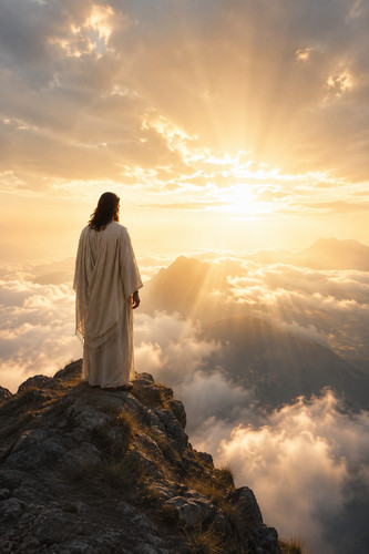 Jesus the mountaintop - on,
