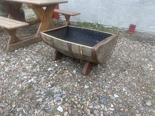 Solid half whisky barrel - solid, oak