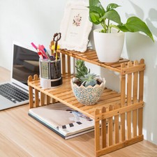 2 Tiers Wooden Desk Storage
