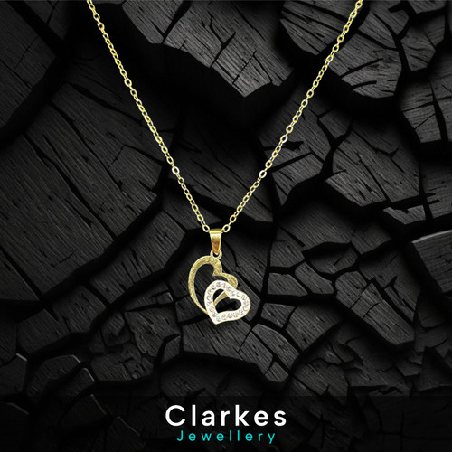 Ladies 9ct gold zircon heart - 9ct,
