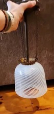 Victorian Hanging Oil Light Swirll Glass White With Crown