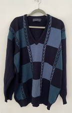 Pringle x Nick Faldi Jumper Men’s Wool V Neck Golf Navy Retro Size XL