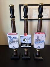 3 X Dummy Wooden BEER PUMPS with GENUINE REAL ALE BADGE. ManCave Home Bar