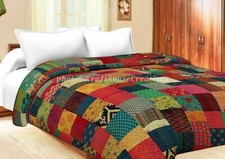 Kantha King Size Quilt Handmade  Patchwork Bedspread Throw Blanket