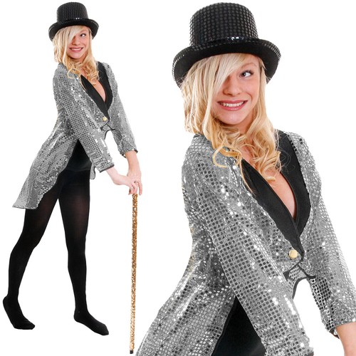 Silver sequin tailcoat cabaret - sequin,