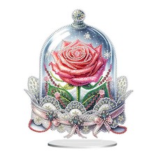 Diamond Art Pink Rose Standing