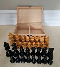 Vintage Lardy? Staunton France Wooden Chess Set Weighted 3 3/8" King In Box