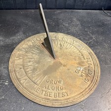 Vintage BRASS 11 1/2" Sundial Grow Old Along With Me The Best Is Yet To Be
