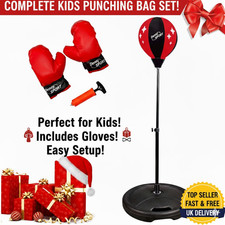 NEW CHILDREN KIDS JUNIOR BOXING PUNCH BALL BAG FREE STANDING SET GLOVES MITTS
