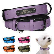 Leather Personalised Dog Collars with Custom Quick Engraved Release Metal Buckle