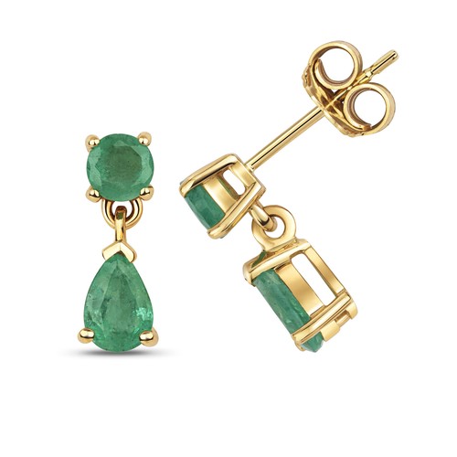 9ct gold drop - earrings, with