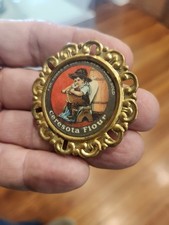 old Ceresota Flour Pinback Button w Gold Holder