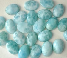 Larimar Gemstone 6x8mm Oval Cabochon Natural Calibrated - 5 Pieces