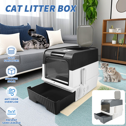 Large cat litter box self - cat,