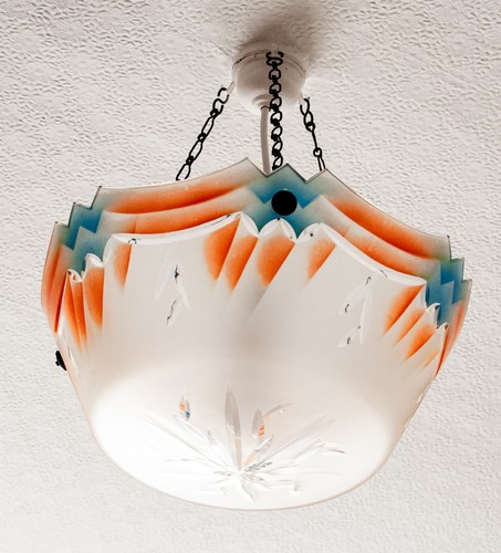 Antique glass art deco light - art,