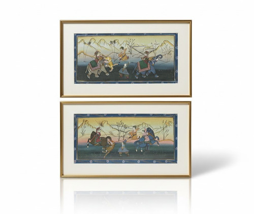 Pair antique persian paintings - antique,