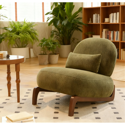Green velvet accent chair with - green,