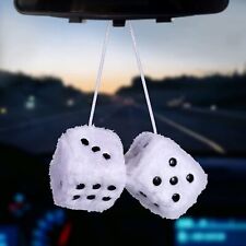 2.95” Fuzzy Plush Dice Retro Square Plush Hanging Mirror Fuzzy Dices Car Decor