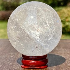 185G  Natural White Crystal Clear Quartz Crystal Sphere Ball Divination+base