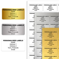 Personalised Printed Return Address Labels Stickers White Gold Silver Metallic