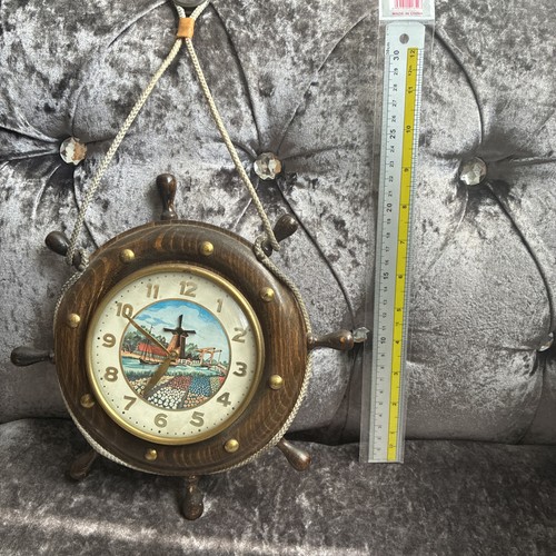 Wood clock ships - clock, wheel