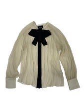 Dolce & Gabanna Cream Sheer Blouse with Black Bow Size UK 12