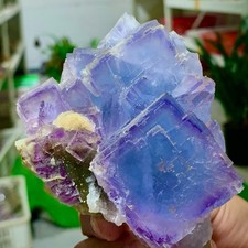 266G Rare transparent purple green cubic fluorite mineral crystal sample/China