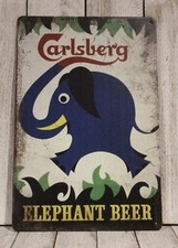 Carlsberg Beer Tin Metal Bar Sign Vintage Rustic Style Ad Irish Pub Elephant