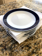 Nine Rosenthal B/B or Dessert dishes Terzo Pattern, White with Blue band