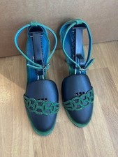 VIA SPIGA LADIES GREEN JEWELLED SUEDE SANDALS SIZE 8 USA, 5 UK