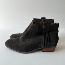 Marks & Spencer Indigo boots size 5.5 dark brown suede ankle booties fringe M&S