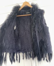 Real Rabbit Fur Gilet in Navy