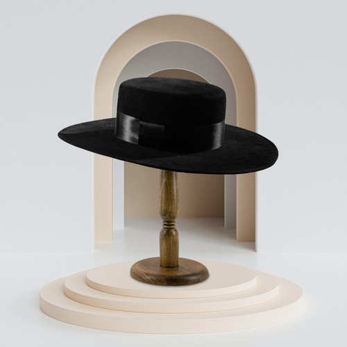 Wooden hat pedestal stand - hat,