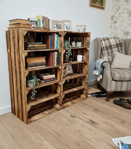 Rustic wooden crate shelves - rustic,