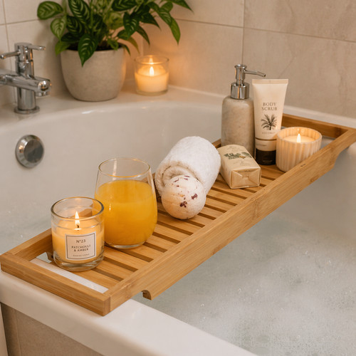 Bamboo bath caddy tray wooden - bath,