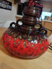 Huge West German, Fat Lava  Pendant Light Shade Red And Brown Retro Vintage
