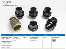 4 x Black OEM Style Locking Wheel Nuts Fits Land Rover Defender (1986 - 2016)