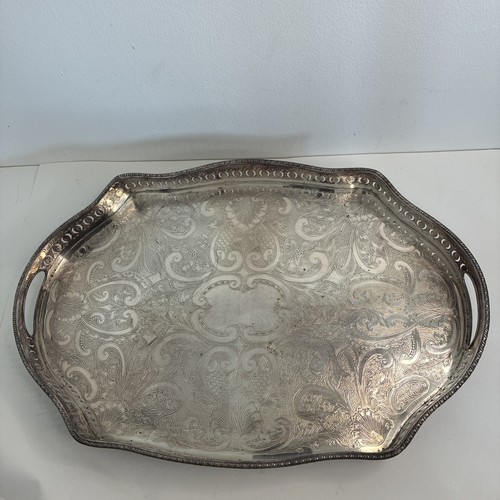 Silver plate copper serving - plate, on