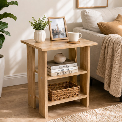 Wooden side end table - side,