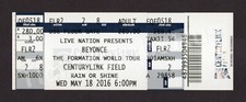2016 BEYONCE Concert 5/18 Full Ticket CENTURYLINK Field THE FORMATION WORLD TOUR