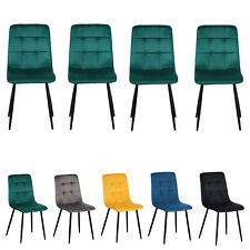 Modern Dining Chairs Velvet Padded Seat Metal Legs Kitchen Chair Home Office 1