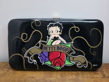 Betty Boop Black Purse Snap Clasp 18cm Retro Cartoon Design Rose & Heart 2012